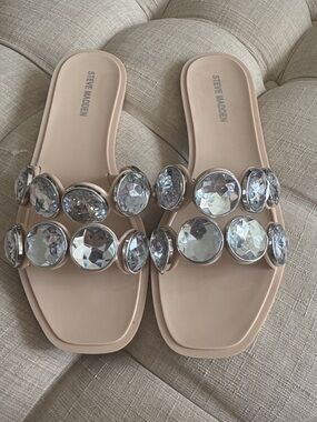 Steve Madden Nude Jeweled Slide Sandals